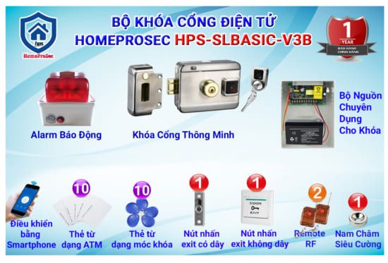 Bộ khóa cổng thông minh HomeProSec HPS-SLBASIC-V3B