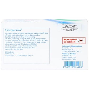  Men vi sinh Enterogermina 2 tỷ/5ml điều trị rối loạn tiêu hóa 