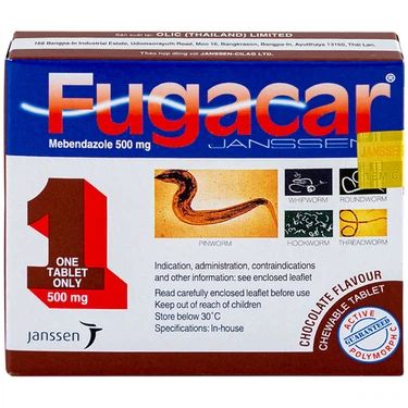  Viên nhai Fugacar Janssen hương socola điều trị nhiễm một hay nhiều loại giun đường ruột (1 viên) 