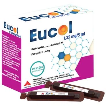  Dung dịch uống Eucol Desloratadin 1,25mg/5ml điều trị viêm mũi dị ứng, mày đay mãn tính (20 ống x 5ml). 