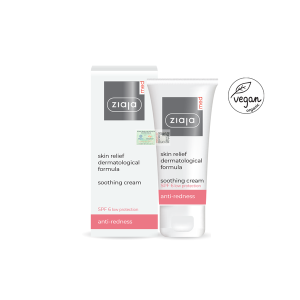  Kem dịu nhẹ ngừa mẩn đỏ Ziaja Med Skin Relief Dermatological Formula Soothing Cream Anti- Redness 50ml 