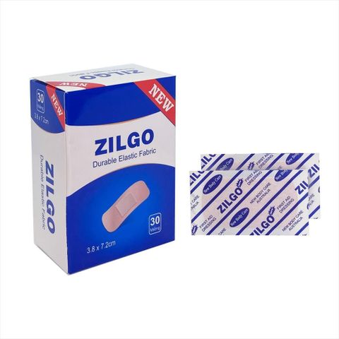  Băng dính y tế Zilgo Durable Elastic Fabric 3.8cm x 7.2cm bảo vệ các vết thương nhỏ, vết trầy xước, rách da ( 30 miếng ). 