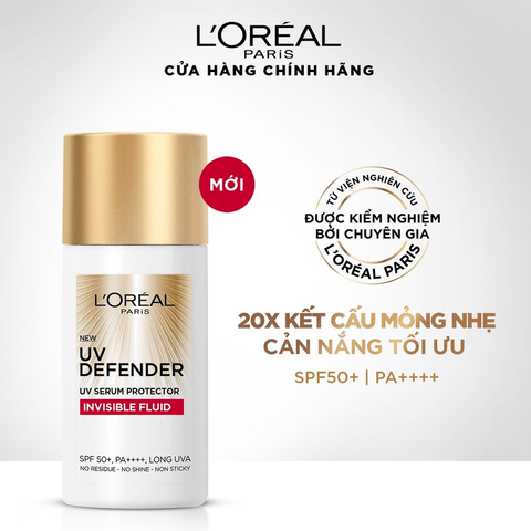  Kem Chống Nắng Loreal Thoáng Da Mỏng Nhẹ UV Defender Serum Protector Invisible Fluid SPF50+ PA++++ Long UVA 50ml 