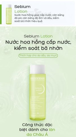 Bioderma Sebium Lotion 200ml dung dịch dưỡng da cân bằng độ pH dành cho da hỗn hợp và da dầu. 
