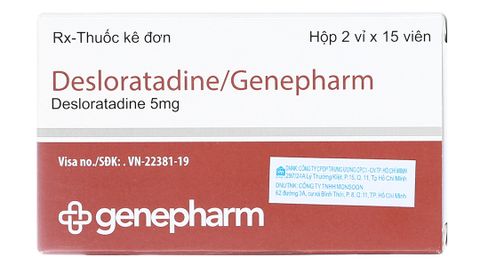  Viên Genepharm Desloratadine 5mg điều trị viêm mũi dị ứng, mày đay, mẩn ngứa. 