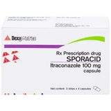  Viên Sporacid Itraconazole 100mg lang ben, nấm da, viêm giác mạc do nấm và nấm Candida miệng. 