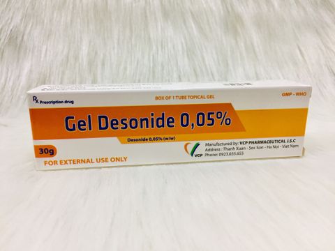  Tuýp Gel Desonide 0,05% điều trị viêm da cơ địa, viêm da dị ứng, vảy nến, chàm tiếp xúc (15g). 