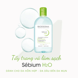  Nước tẩy trang dành cho da dầu & hỗn hợp Bioderma Sébium H2O 500ml 
