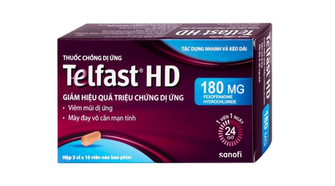  Thuốc Telfast HD 180mg giảm triệu chứng viêm mũi dị ứng, mày đay vô căn mạn tính 