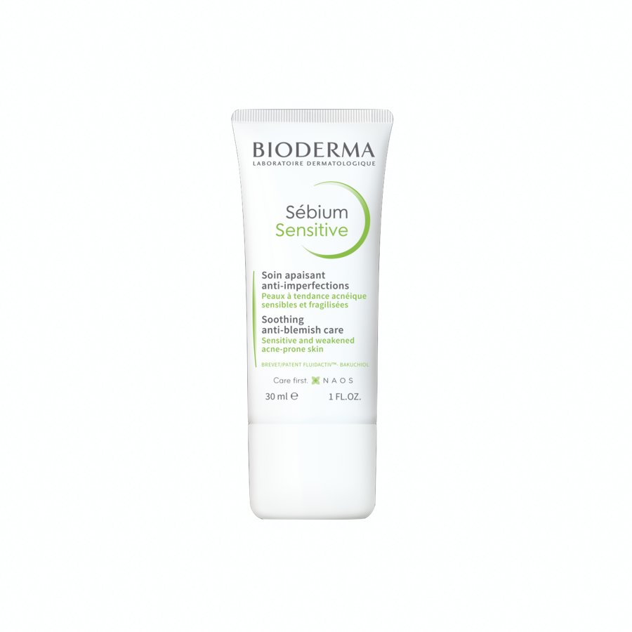  Kem dưỡng làm dịu da, cấp ẩm và giảm mụn cho da nhạy cảm, dễ nổi mụn Bioderma Sebium Sensitive 30ml 