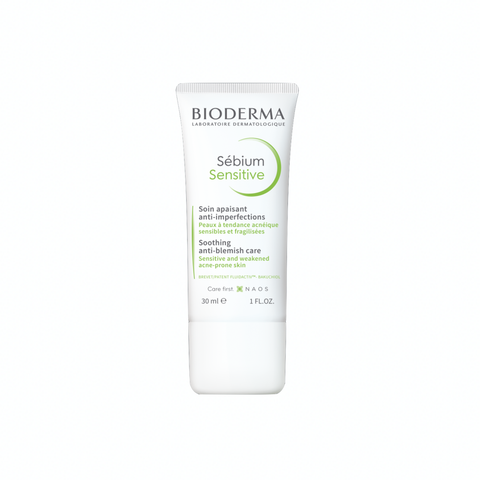  Kem dưỡng làm dịu da, cấp ẩm và giảm mụn cho da nhạy cảm, dễ nổi mụn Bioderma Sebium Sensitive 30ml 