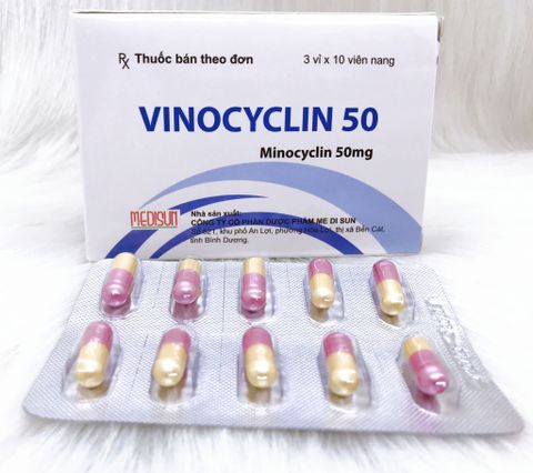  Viên Vinocylin 50mg ( Minocyclin ) điều trị mụn trứng cá. 