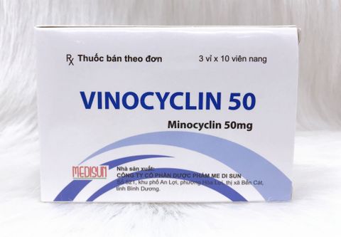  Viên Vinocylin 50mg ( Minocyclin ) điều trị mụn trứng cá. 