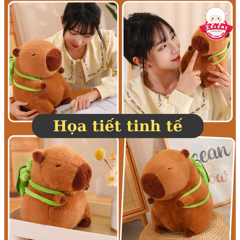  Gấu bông chuột lang nước capybara đeo cặp rùa xanh 