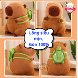  Gấu bông chuột lang nước capybara đeo cặp rùa xanh 