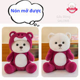  Gấu bông lena ngồi đội nón gấu dâu đáng yêu 