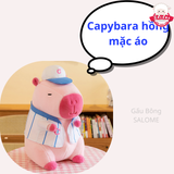  Gấu Bông Chuột Lang Nước Capybara  Mặc Áo Bóng Chày Màu Hồng 