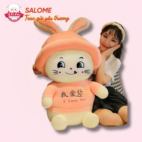Gấu Bông Con Mèo Đội Mũ Thỏ
