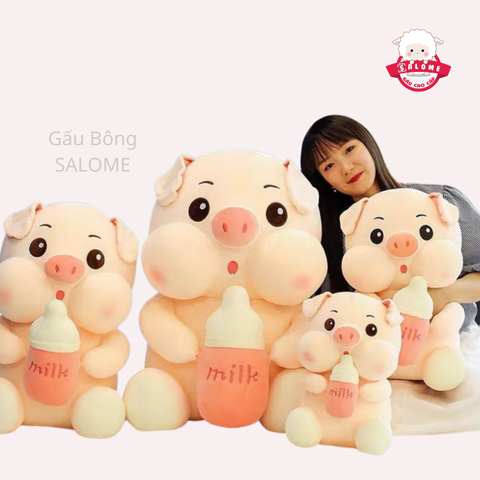  Gấu bông heo ôm bình sữa 