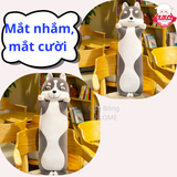  Gấu bông chó husky đứng mặt cười gối ôm chó xám 