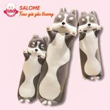  Gấu bông chó husky đứng mặt cười gối ôm chó xám 
