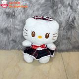  Gấu Bông Hello Kitty Mặc Váy Caro Hồng Đen Dễ Thương 