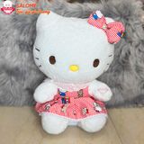 Gấu Bông Hello Kitty Mặc Váy Caro Hồng Đen Dễ Thương 