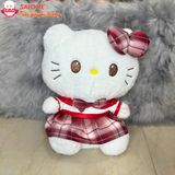  Gấu Bông Hello Kitty Mặc Váy Caro Hồng Đen Dễ Thương 
