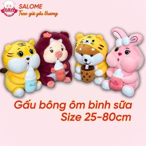 Gấu bông ôm bình sữa 30cm- 40cm