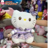  Gấu Bông Hello Kitty Mặc Váy Caro Hồng Đen Dễ Thương 