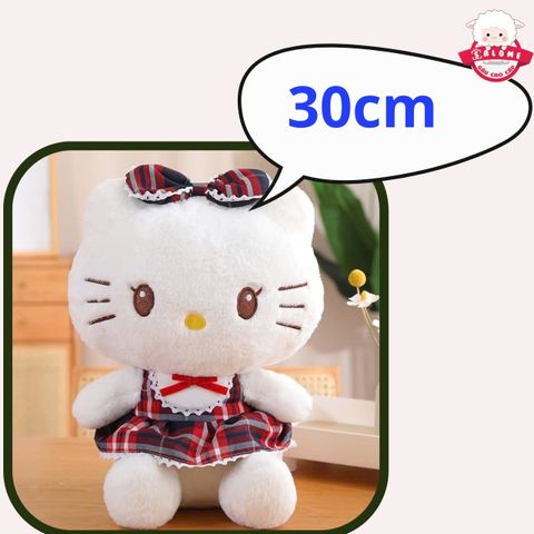  Gấu Bông Hello Kitty Mặc Váy Caro Hồng Đen Dễ Thương 