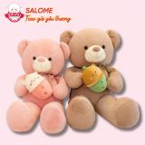  Gấu bông teddy lông thỏ ôm bình sữa 