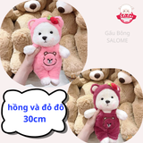 Gấu bông teddy mặc yếm dâu 30cm 