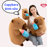  Gấu Bông Chuột Lang Nước Capybara Ôm Bình Sữa 