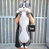  Gấu bông chó husky đứng mặt cười gối ôm chó xám 