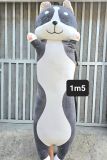  Gấu bông chó husky đứng mặt cười gối ôm chó xám 