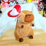  Gấu bông capybara cầm trái tim 