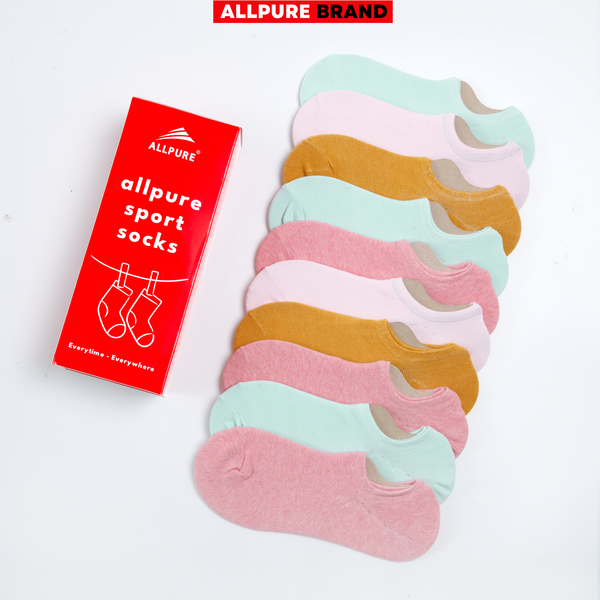  Combo 10 đôi vớ tất lười nữ chống tuột gót thoáng khí khử mùi  thương hiệu ALLPURE 