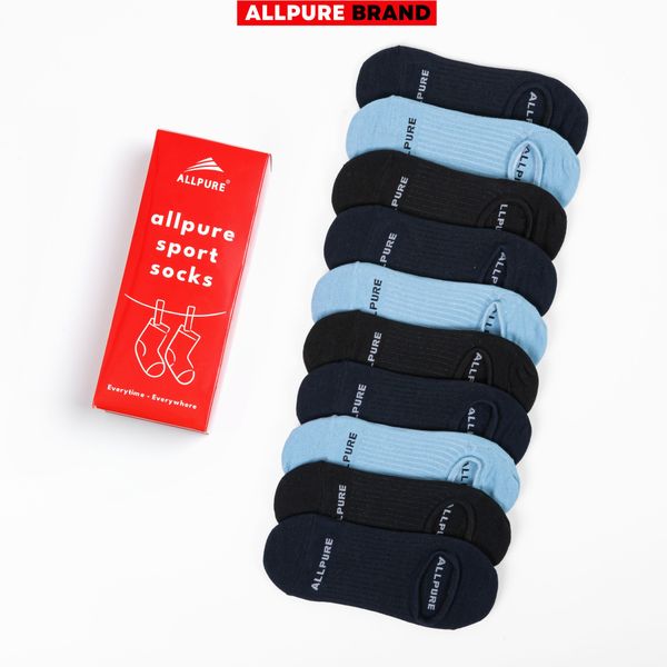  Combo 10 đôi tất lười chống tuột gót dệt sọc lưới thoáng khí khử mùi logo thương hiệu ALLPURE 