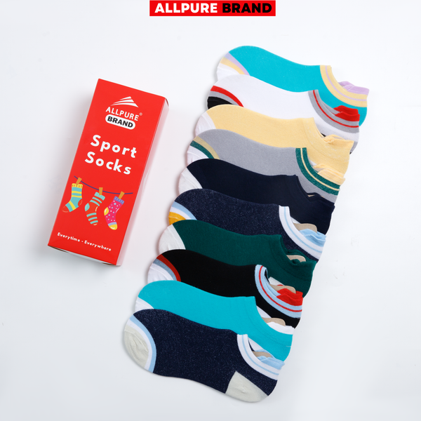  Combo 10 đôi tất thời trang nữ cổ ngắn light cushion thoáng khí dày dặn thấm hút ALLPURE 