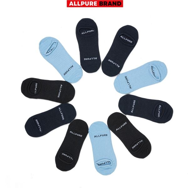  Combo 10 đôi tất lười chống tuột gót dệt sọc lưới thoáng khí khử mùi logo thương hiệu ALLPURE 