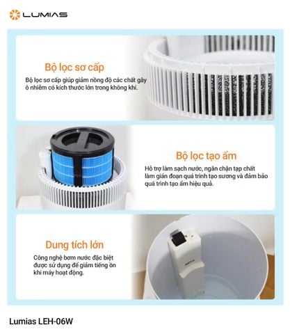  Máy tạo ẩm ion âm 10L Lumias LEH-06W 