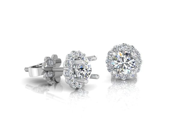  HALO DIAMOND EARRINGS 5.4 MM  (BÔNG TAI KIM CƯƠNG HALO Ổ CHỦ 5.4LI) 