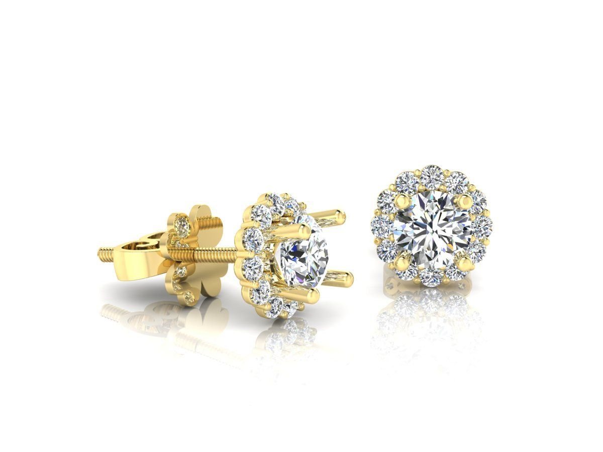  HALO DIAMOND EARRINGS 5.4 MM  (BÔNG TAI KIM CƯƠNG HALO Ổ CHỦ 5.4LI) 