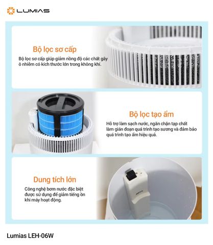  Máy tạo ẩm ion âm 10L Lumias LEH-06W 