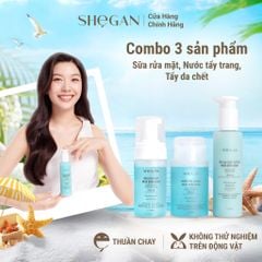 Combo Sữa rửa mặt, Nước tẩy trang & Tẩy da chết muối biển xanh SHeGAN
