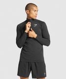  GymShark 1/4 zip VITAL SEAMLESS LST-SHIRT - BLACK Grey 