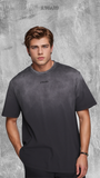  ASGARD OMBRE SPRAY OVERSIZE TEES - Black Wash 