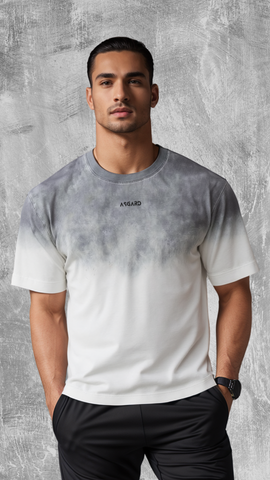  ASGARD OMBRE SPRAY OVERSIZE TEES - SILVER FOX 