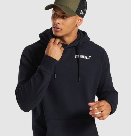  GYMSHARK CREST HOODIE - BLACK 
